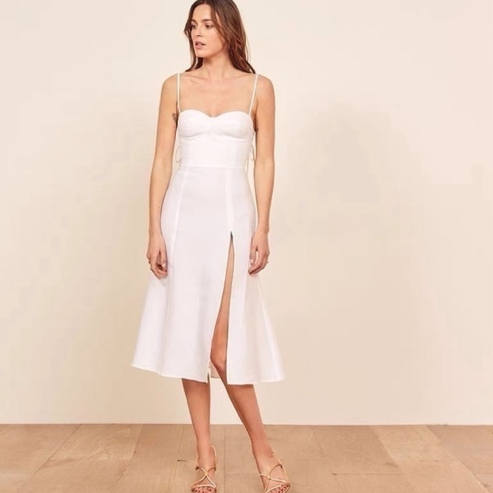 reformation juliette Elegant White Midi Dress